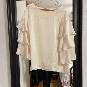 White Silk LOFT Blouse